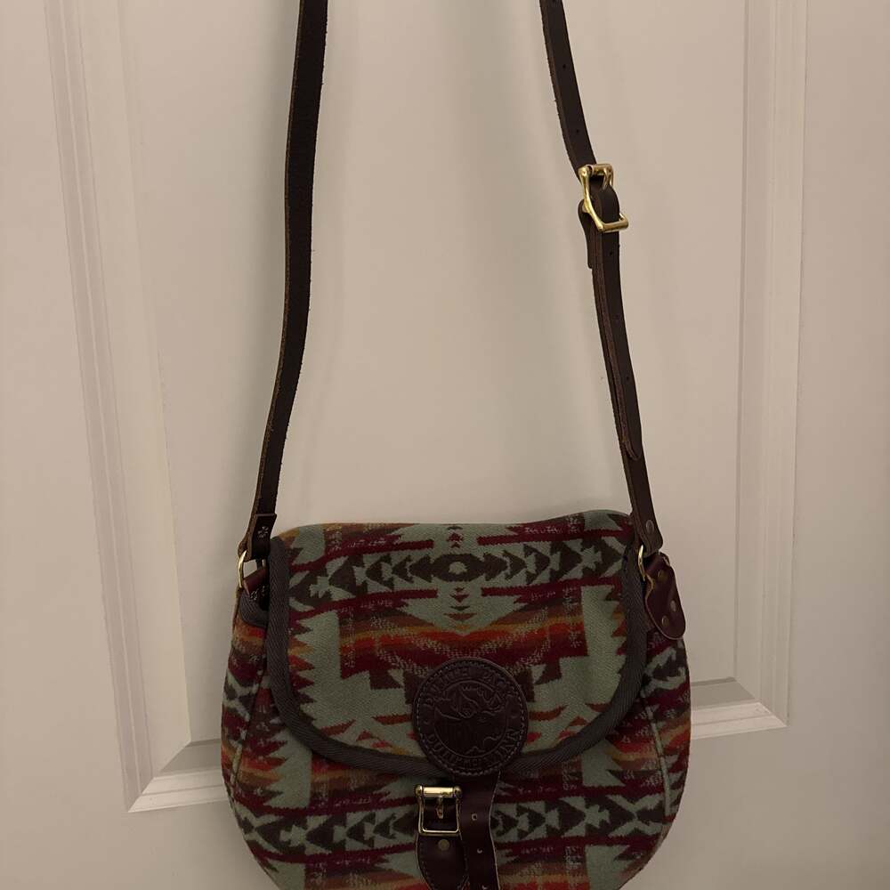 Duluth Pack Wool and Leather Aztec Pattern Shell … - image 1